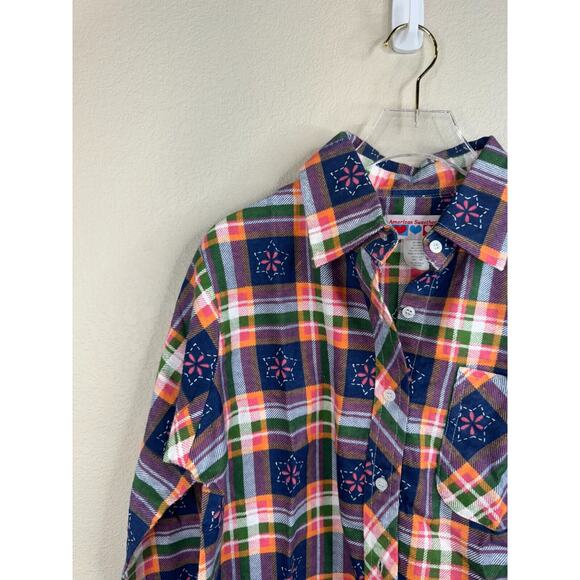 Vintage American Sweetheart Women's Plaid Button Up‎ Flannel Shirt Size PM Boho - Picture 3 of 10